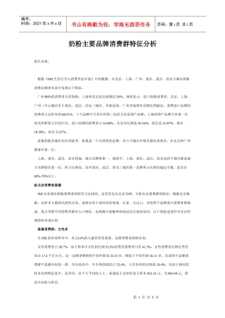 奶粉主要品牌消费群特征分析(1)
