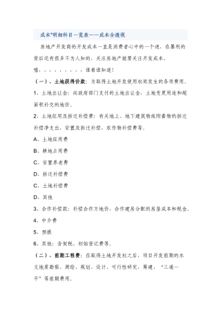 房地产开发成本科目设置明细
