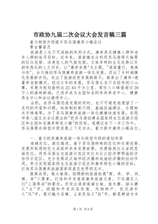 市政协九届二次会议大会发言三篇