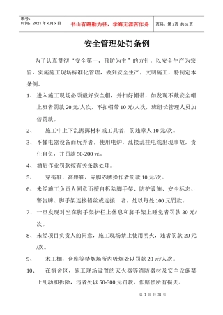 安全管理处罚条例