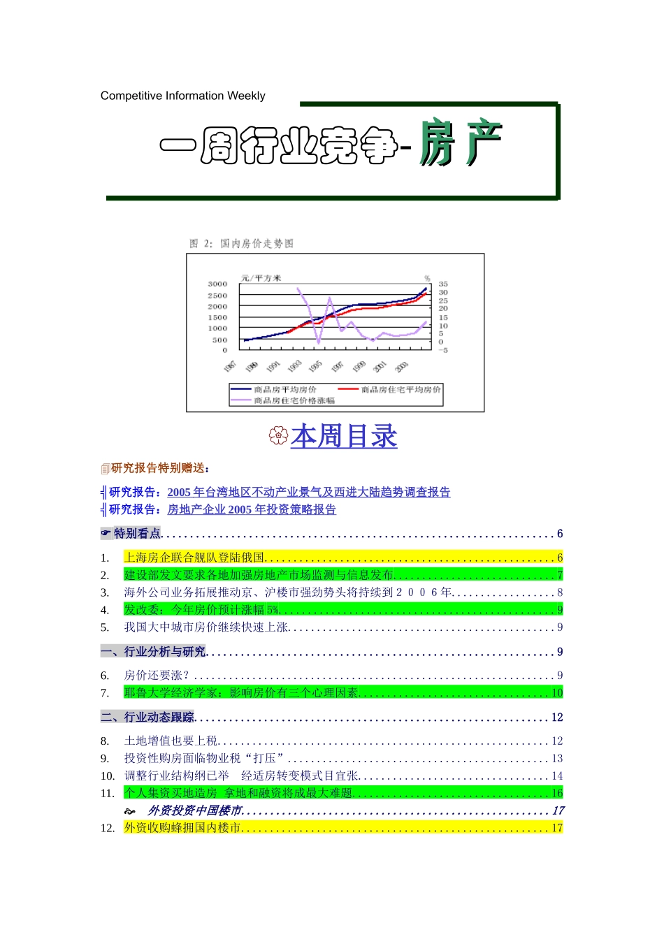 房地产一周行业竞争动态（推荐189）_第1页