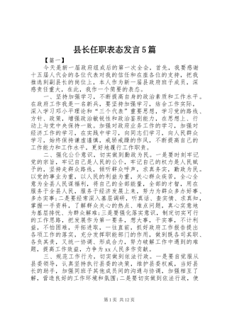 县长任职表态发言稿5篇