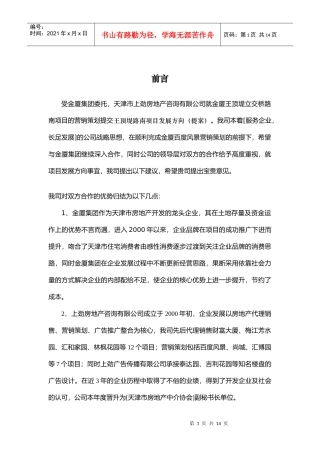 天津金厦集团王顶堤路南项目策划