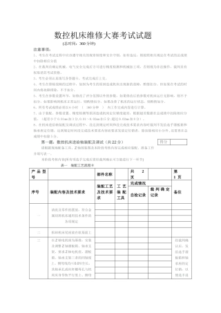 数控机床维修大赛考试试题