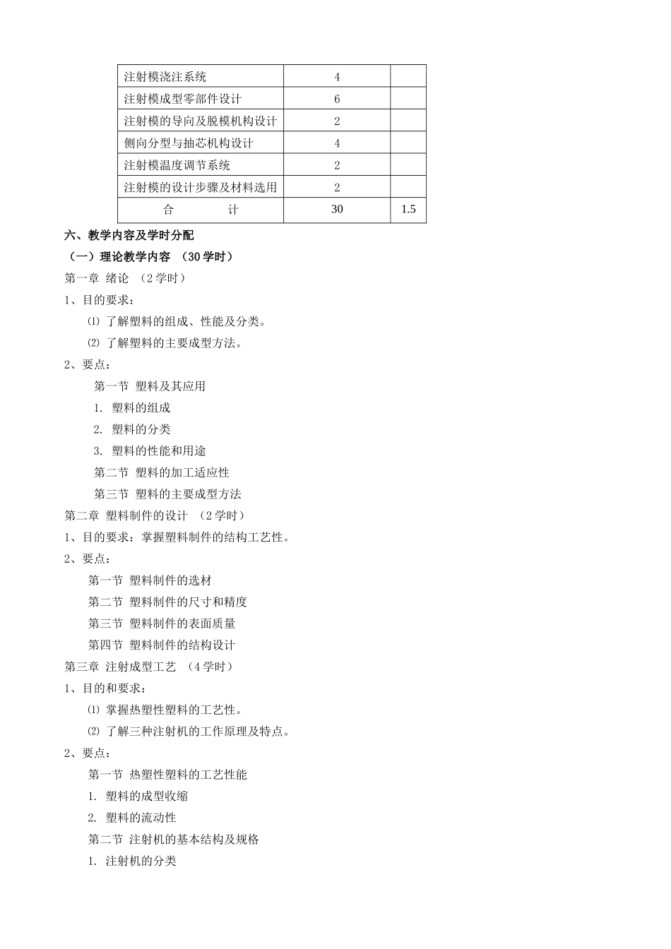 塑料模具设计教学大纲_第2页