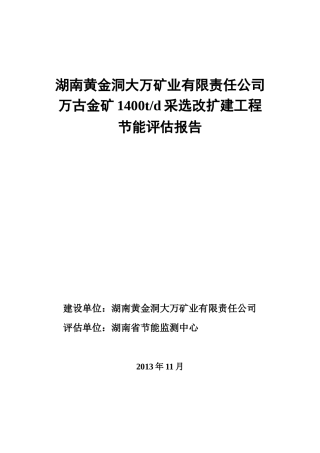 大万矿业能评报告(送审稿)--模板