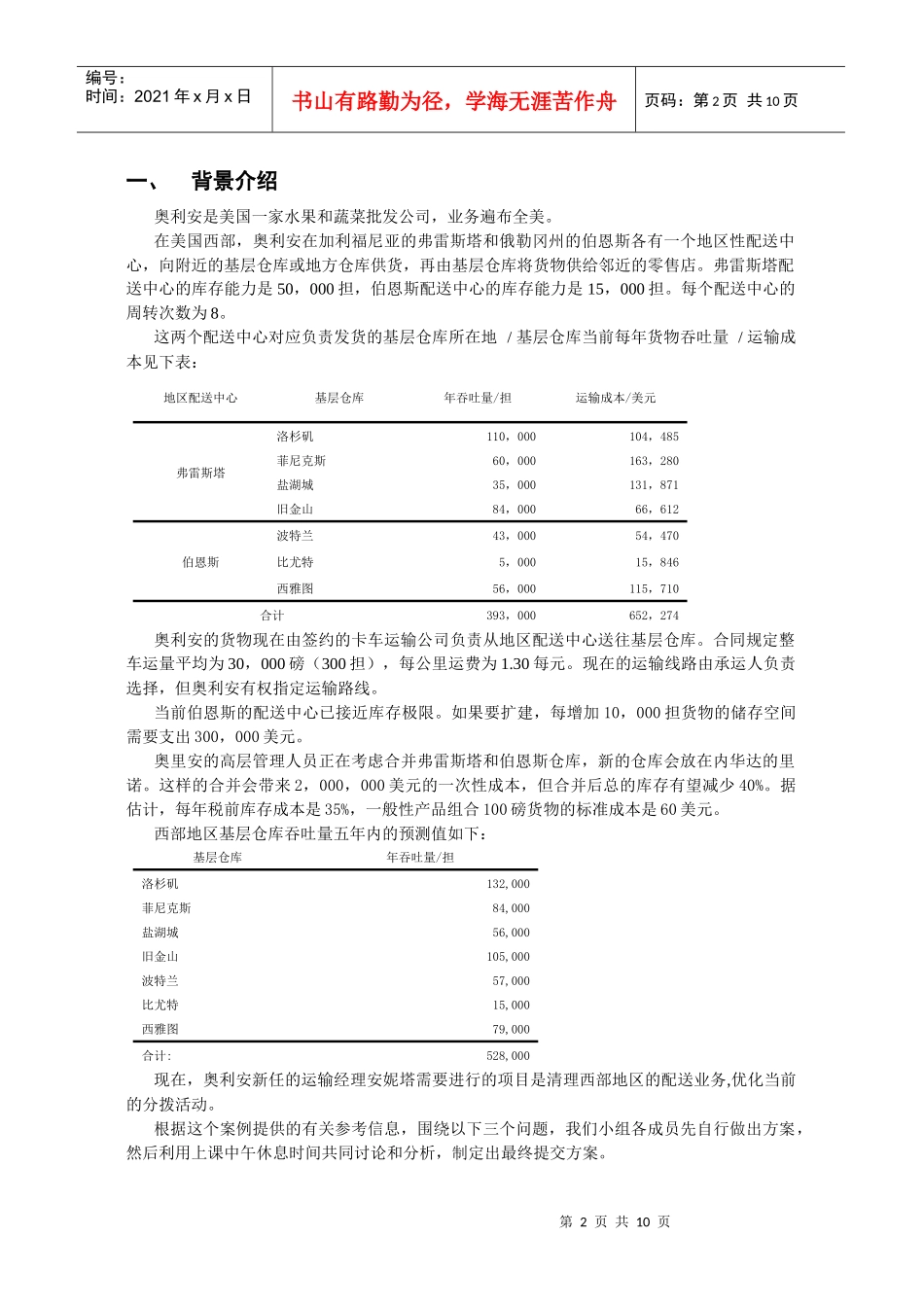 奥利安食品公司案例分析报告_第2页