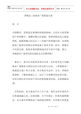 孝顺金三角商业广场策划方案