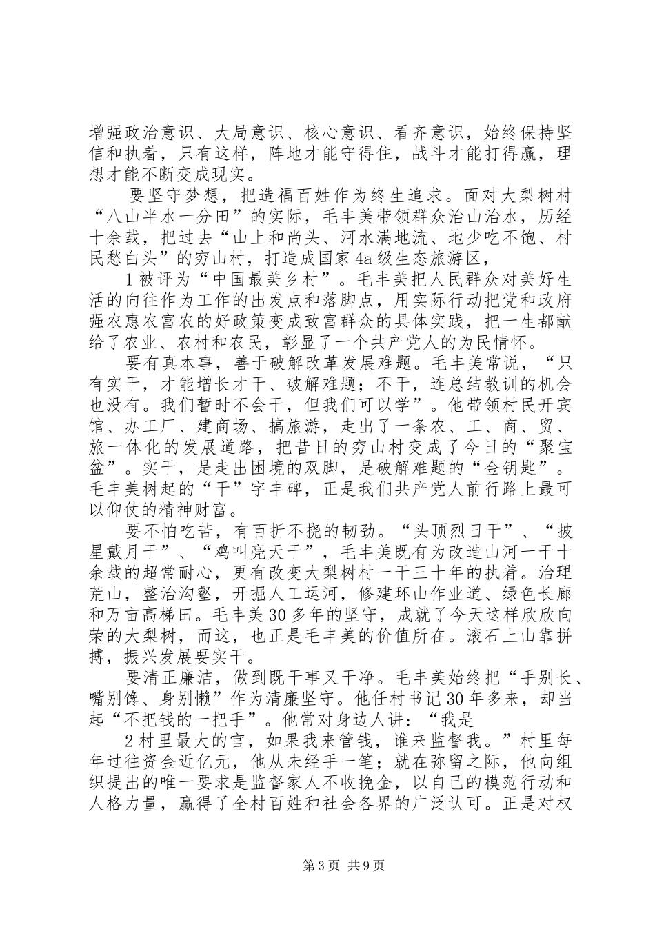学习毛丰美实干促振兴专题研讨发言提纲材料_第3页