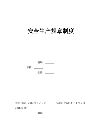 安全生产规章制度XXXX117
