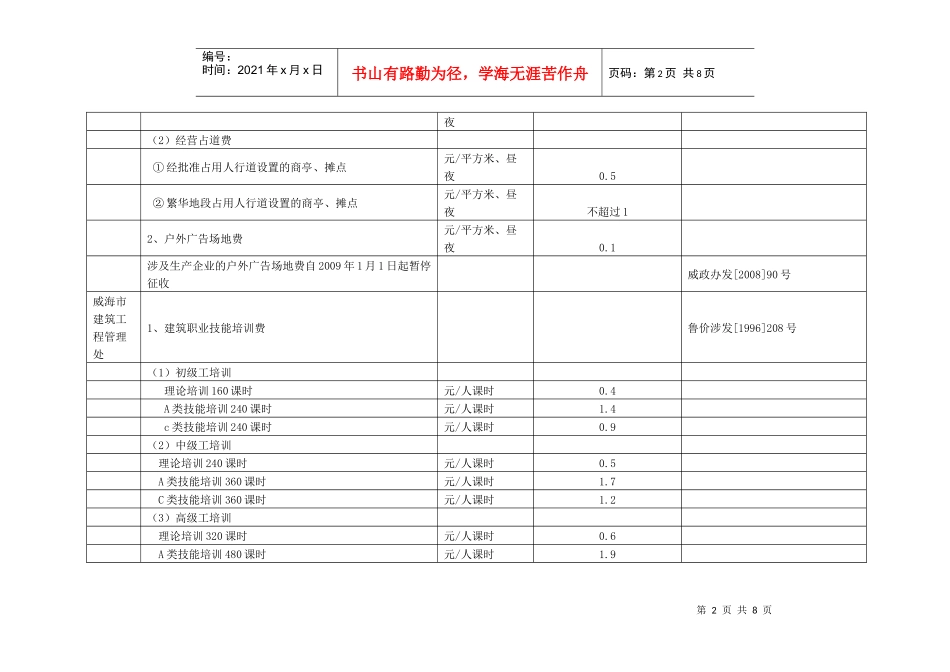 威海市建筑收费项目_第2页