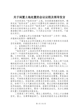 关于闲置土地处置的会议议程及领导发言稿