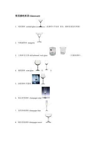 常用酒吧杯具Glassware