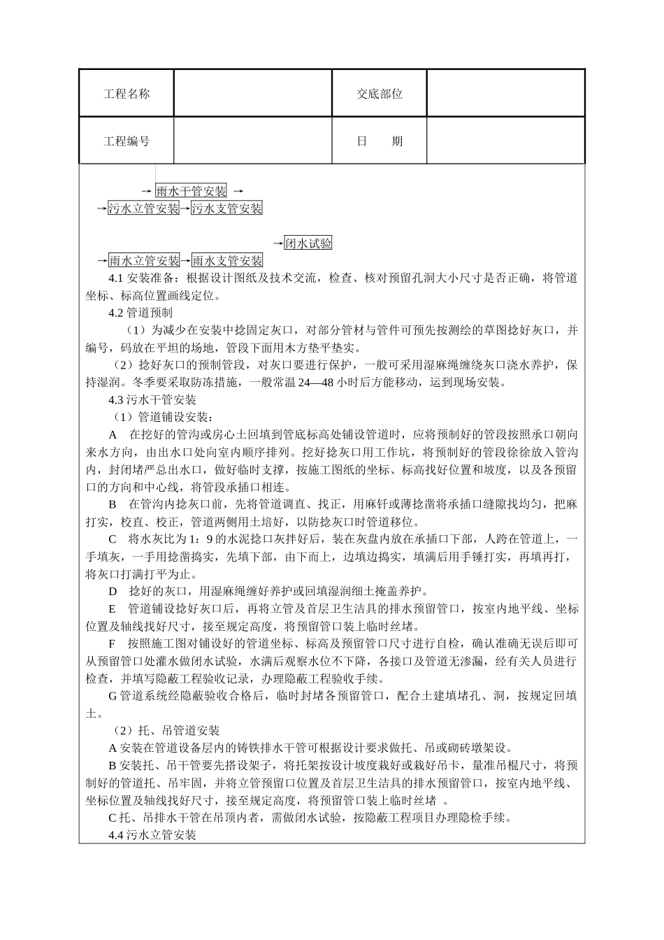 室内铸铁排水管道安装技术交底_第2页