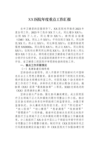 XX医院年度重点工作汇报