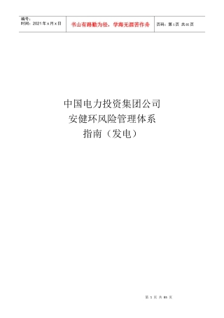 安健环风险管理体系指南(发电)