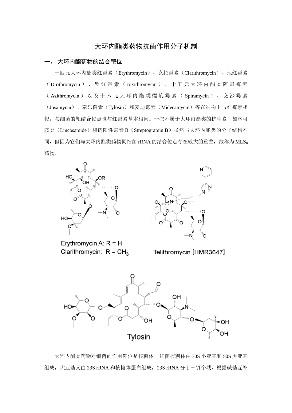 大环内酯类药物抗菌作用分子机制及其支原体耐药性研究进展_第2页