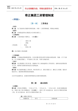 奇正集团薪酬管理制度