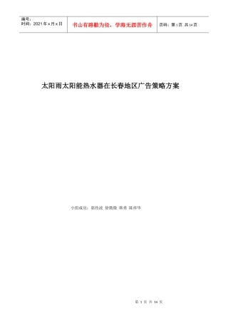 太阳雨太阳能热水器在长春地区广告策略方案