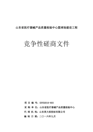 山东省医疗器械产品质量检验中心篮球场建设工程竞争性磋商文件