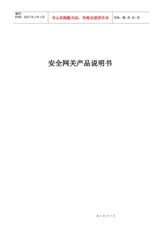 安全网关产品说明书