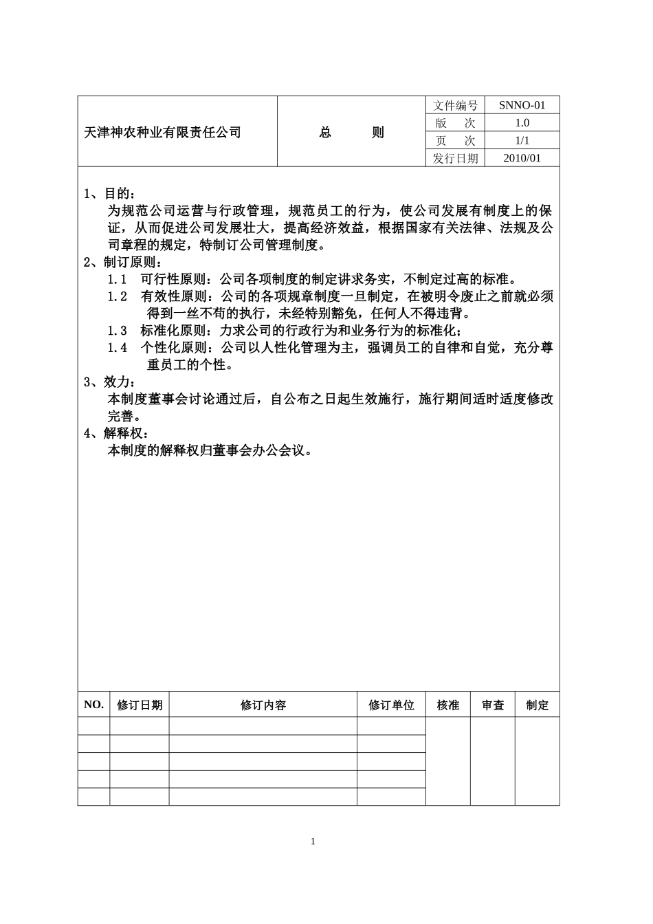 天津神农种业有限责任公司---管理制度_第1页