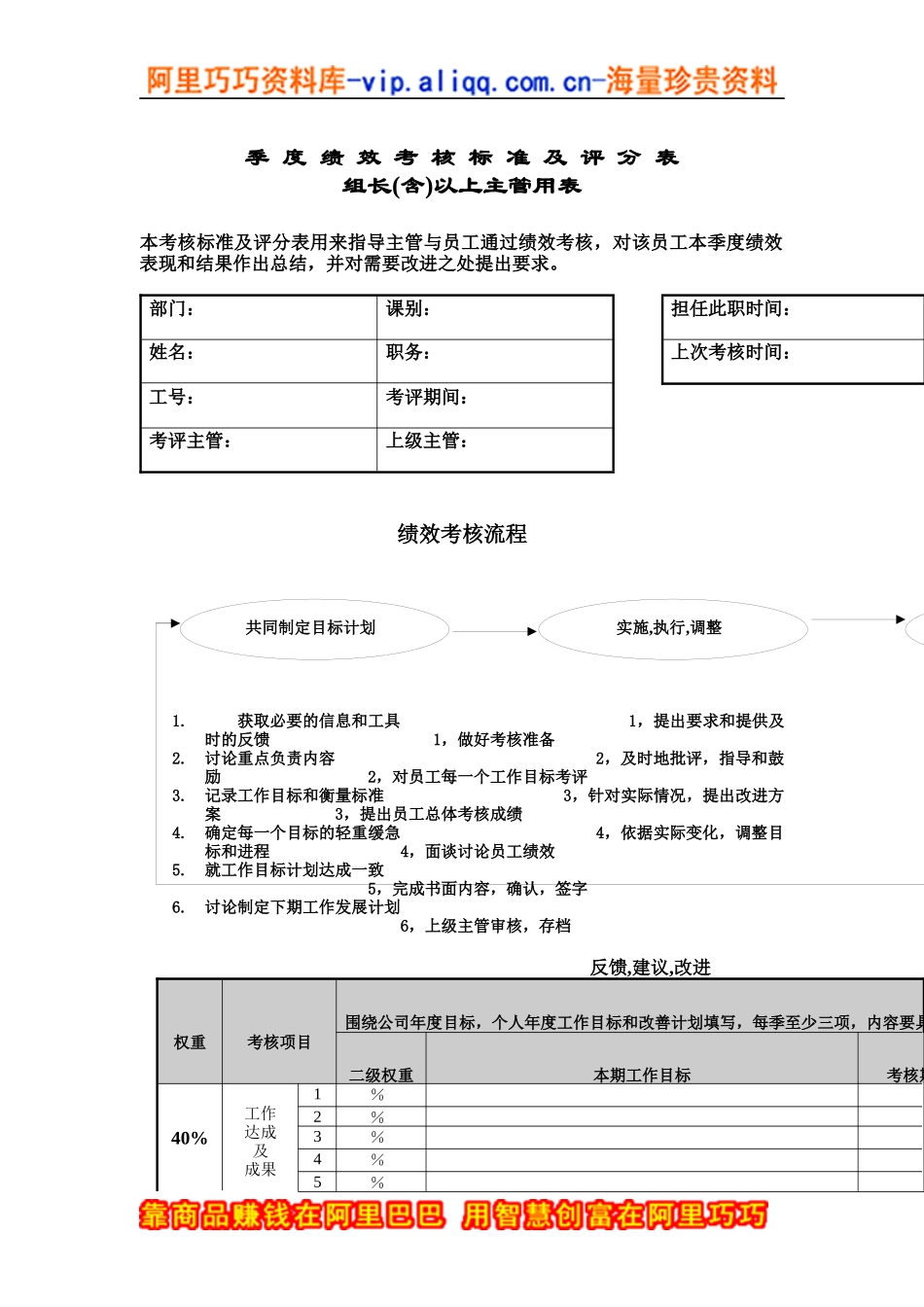 季考绩表（主管）（DOC 4页）_第1页