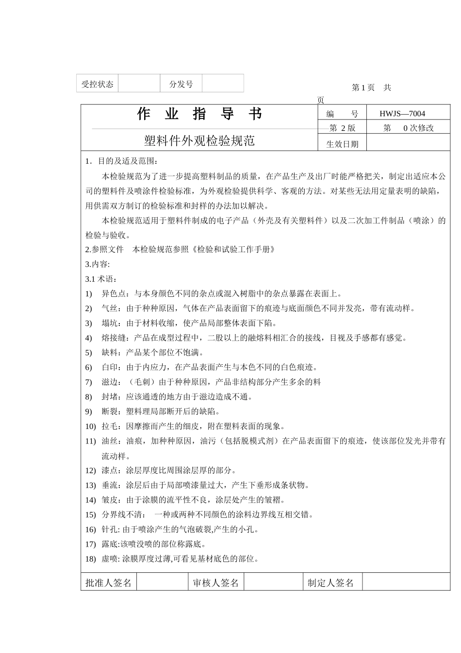 塑料件外观检验规范_第1页