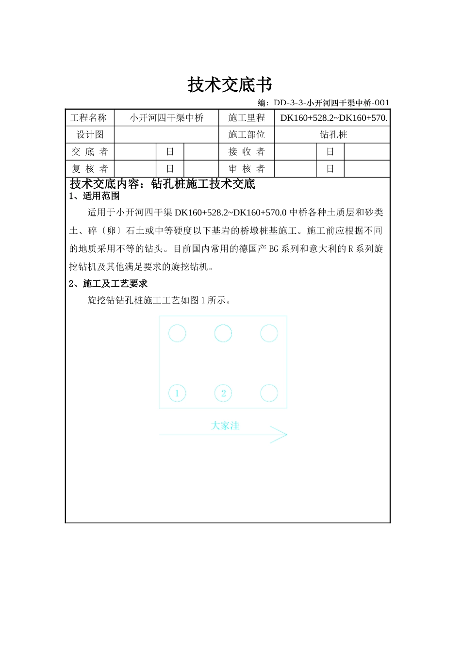 某中桥工程钻孔桩施工技术交底_第1页