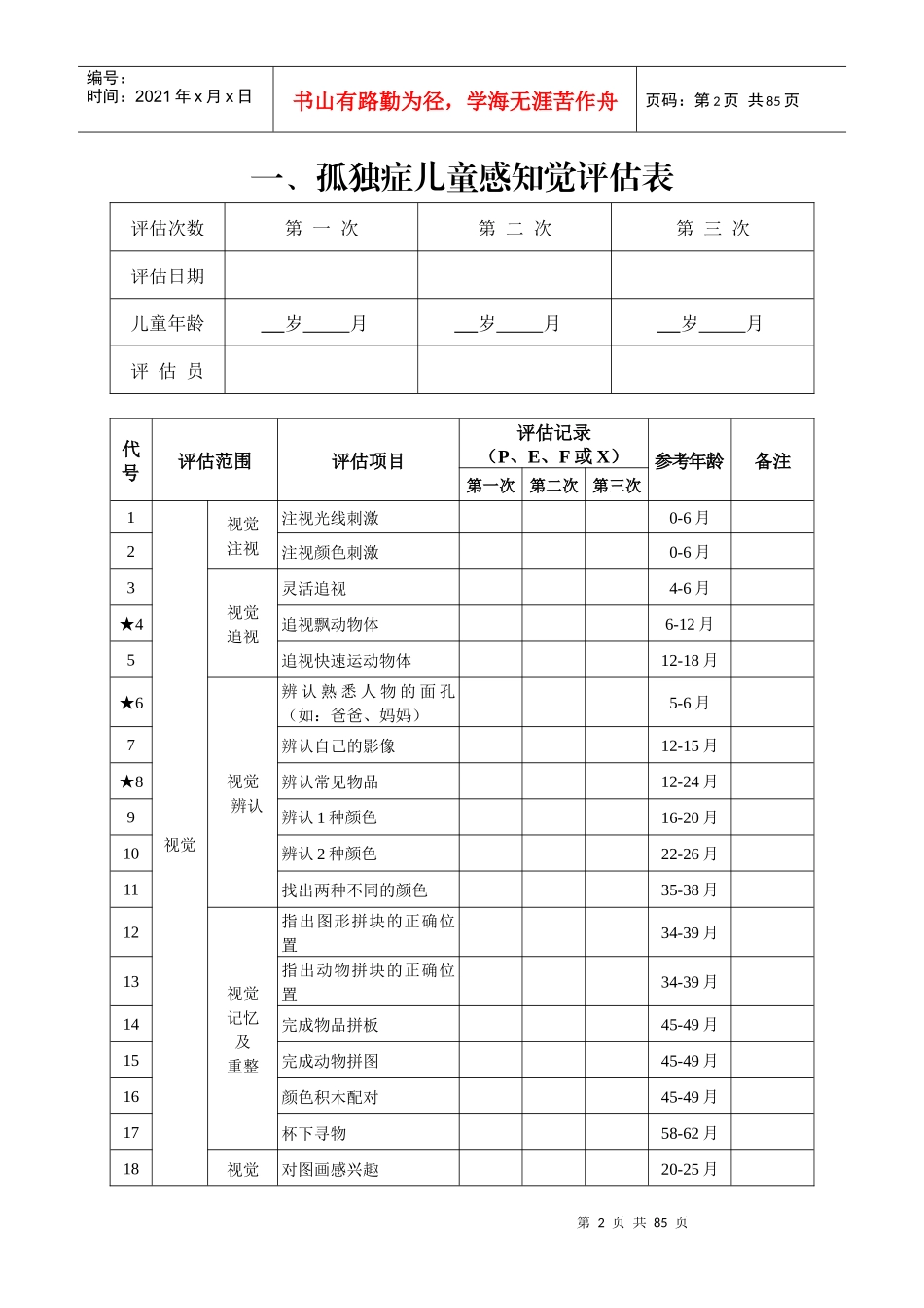 孤独症儿童发展评估表_第2页