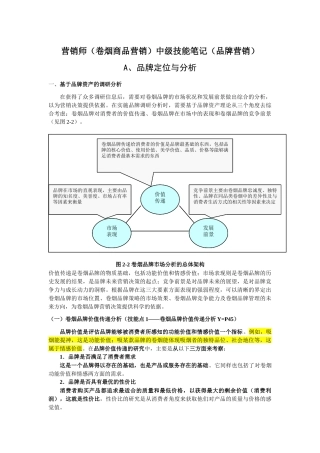 卷烟商品营销中级技能笔记品牌营销