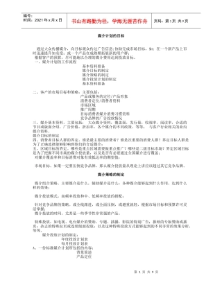 媒介计划的目标及策略制定