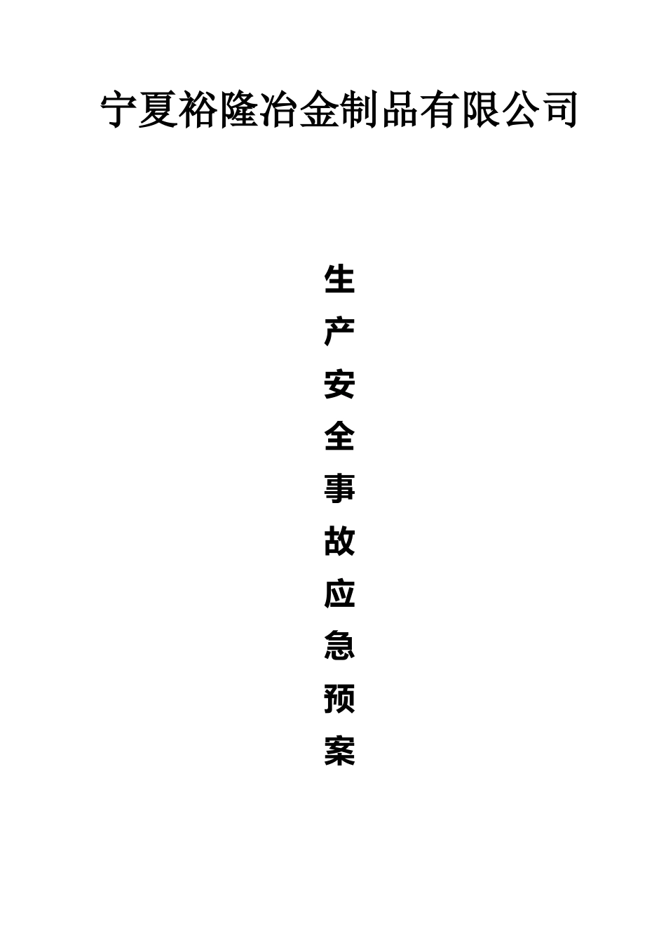 宁夏裕隆冶金制品有限公司安全生产事故应急预案_第1页