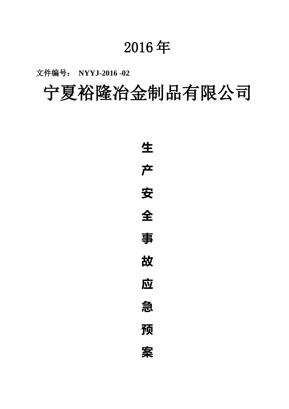 宁夏裕隆冶金制品有限公司安全生产事故应急预案_第2页