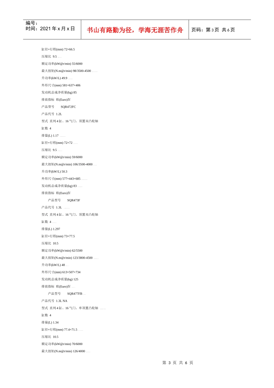 奇瑞发动机公司及产品简介_第3页