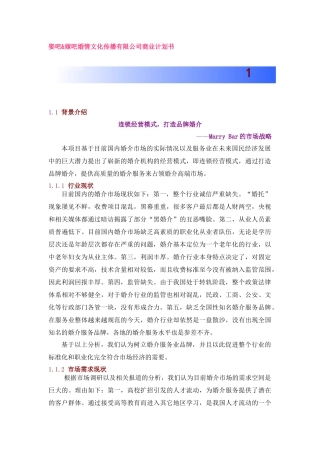 娶吧&嫁吧婚情文化传播有限公司商业计划书