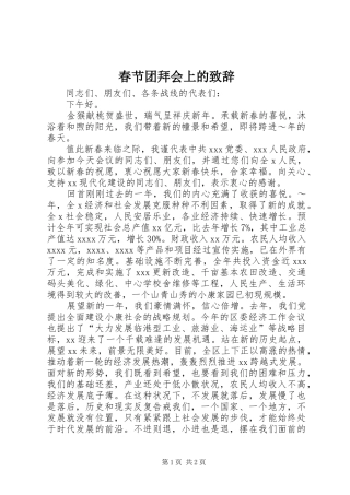 春节团拜会上的致辞演讲(5)