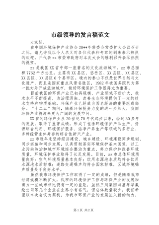 市级领导的发言范文