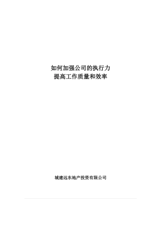 如何加强公司的执行力 提高工作质量和效率(定稿XXXX0531)
