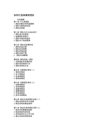 如何打造高绩效团队（DOC23页）