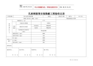 孔桩钢筋笼安装隐蔽工程验收记录