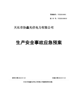 天长电站生产事故应急预案