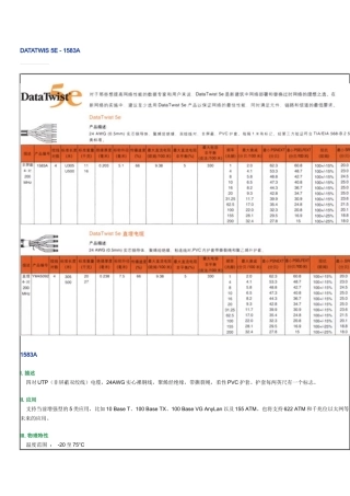 四对UTP(非屏蔽双绞线)电缆