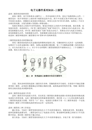 常用电子元器件系列知识培训——三极管篇