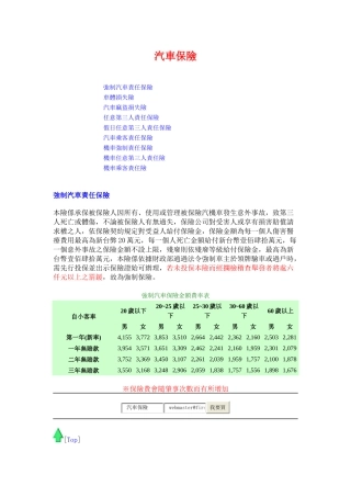 台湾汽车保险简解
