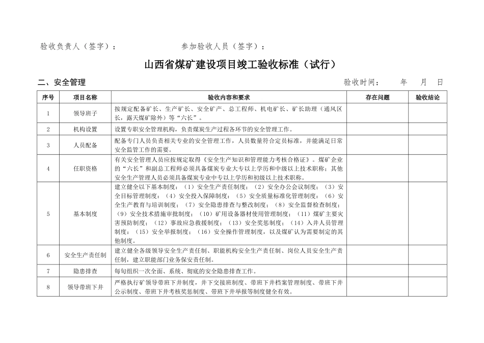 山西省煤矿建设项目竣工验收标准(试行)_第2页