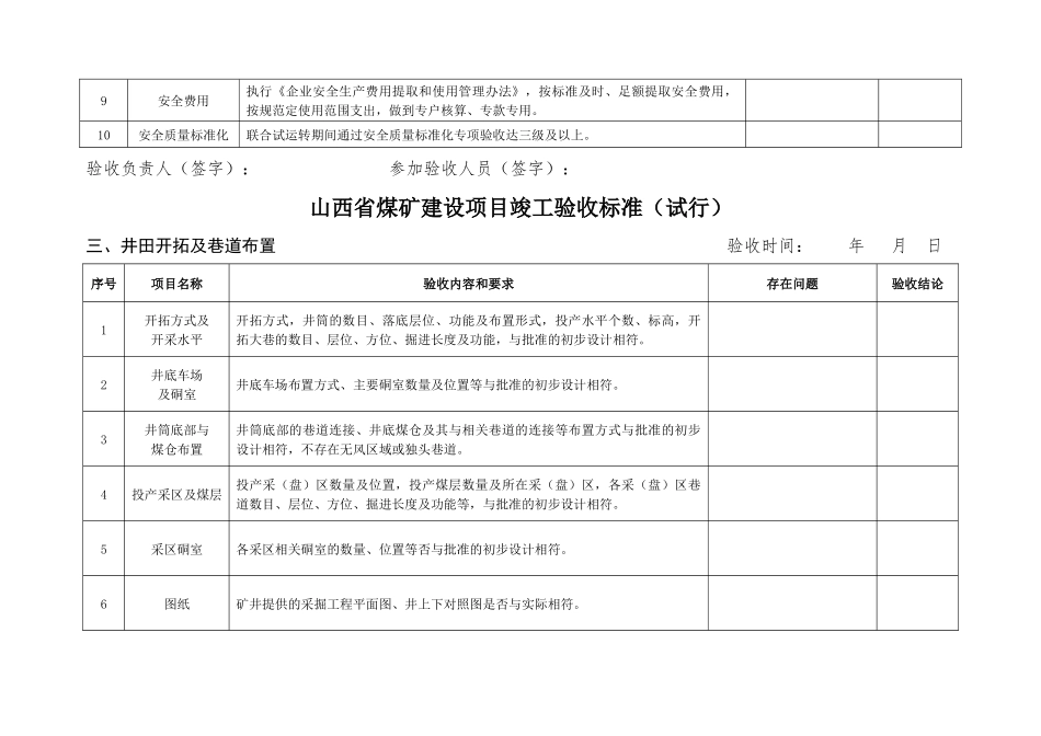 山西省煤矿建设项目竣工验收标准(试行)_第3页