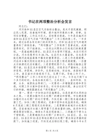 书记在两项整治分析会发言稿