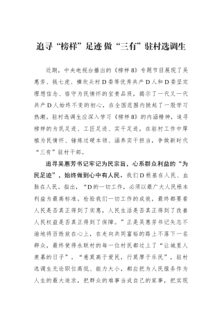 追寻“榜样”足迹 做“三有”驻村选调生