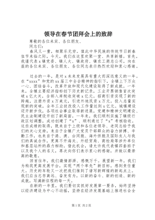 领导在春节团拜会上的致辞演讲范文